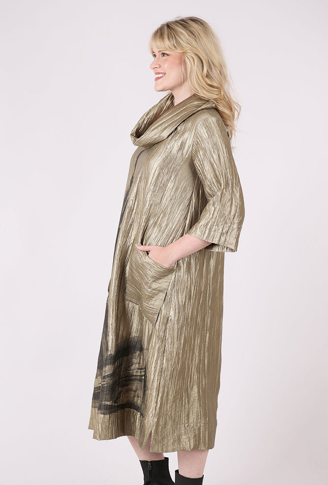 Ozai Artful Shimmer Dress, Golden 
