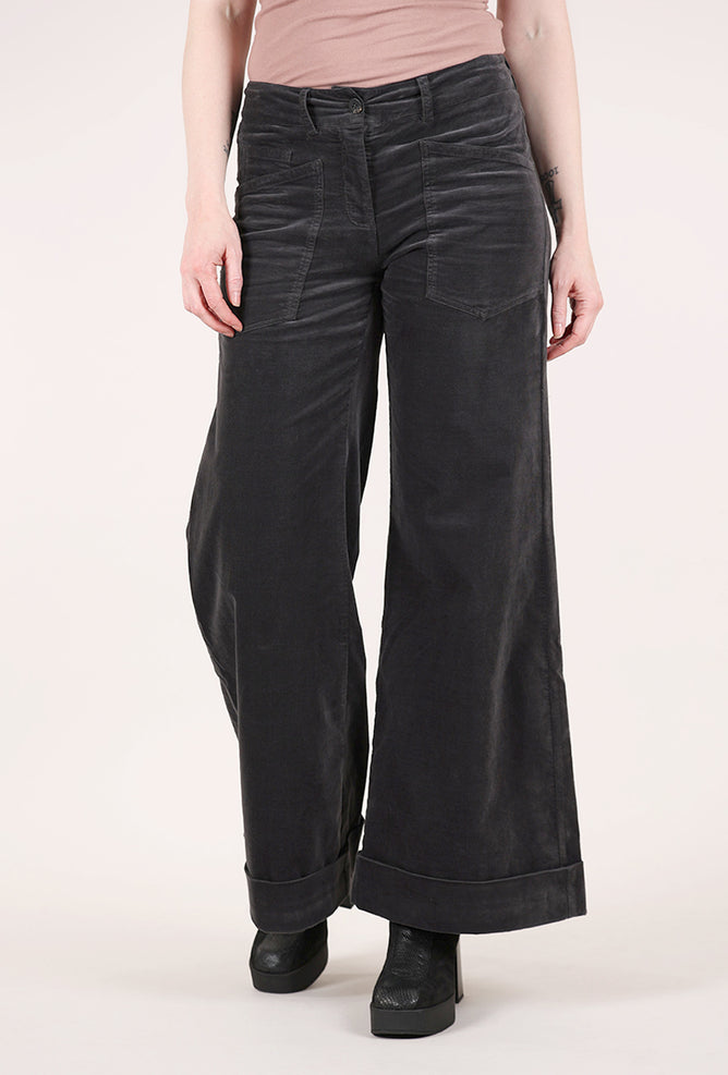Hannes Roether Velvet Flare Pant, Gray 