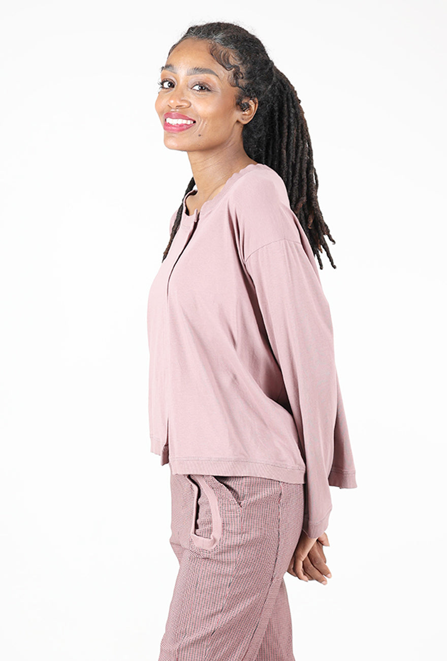Boxy Off-Center Pleat Tee, Crystal