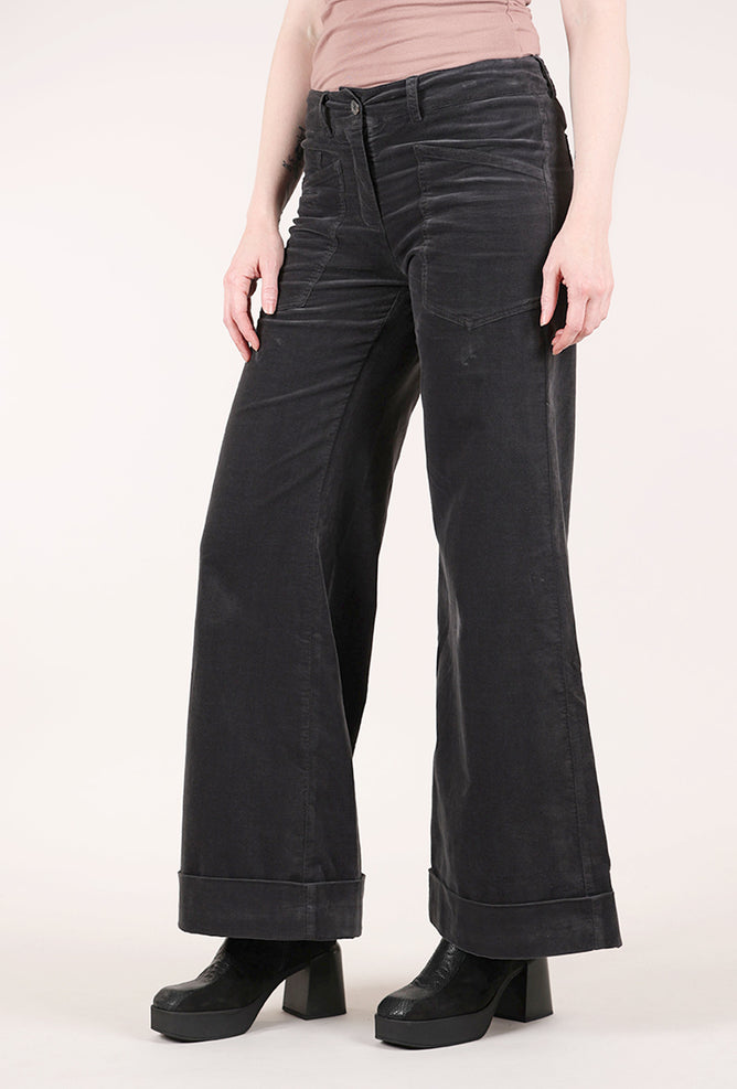 Hannes Roether Velvet Flare Pant, Gray 