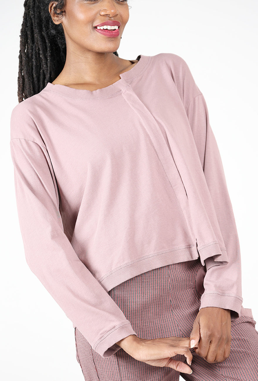 Boxy Off-Center Pleat Tee, Crystal Angle 4