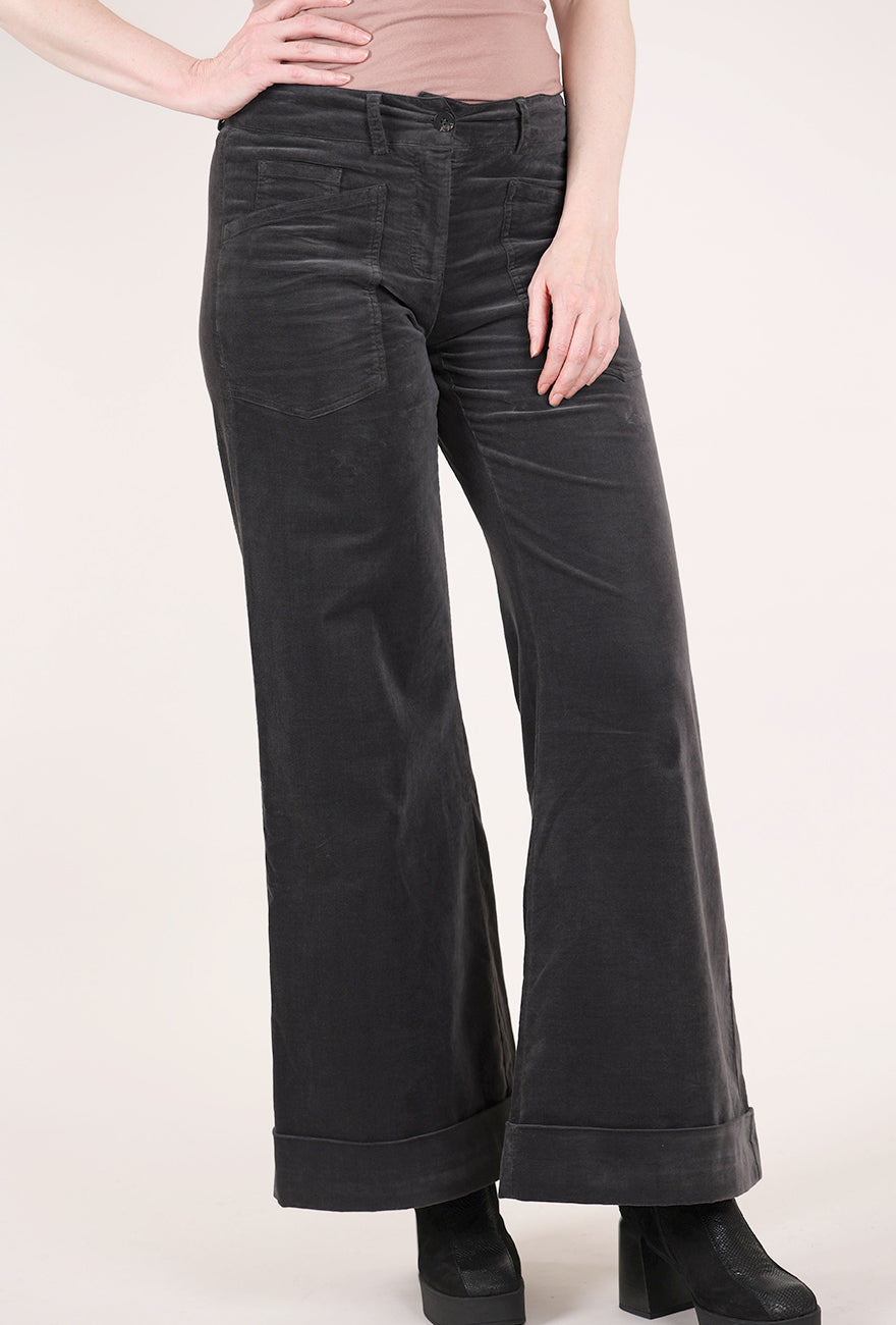 Hannes Roether Velvet Flare Pant, Gray 