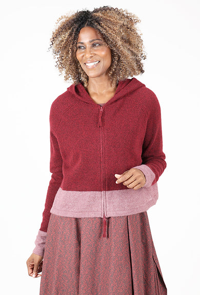 Contrast Hem Zip Hoodie, LaveaCrystal