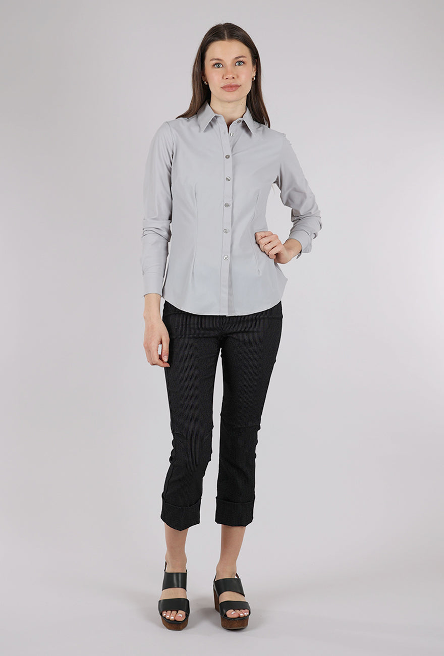 Ameliora Dawn Tech Button-Up Shirt, Silver 