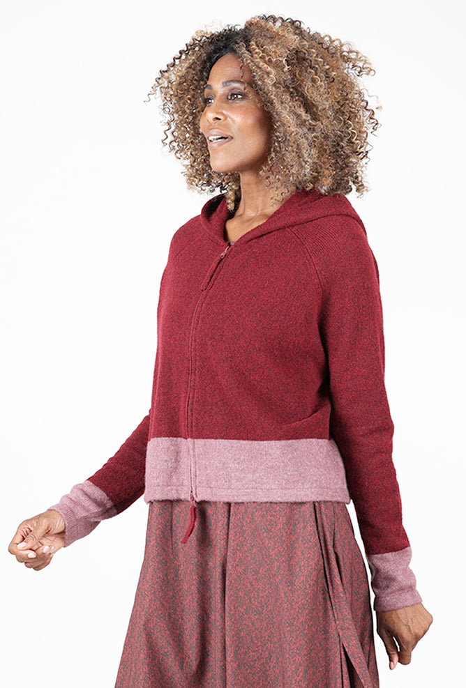 Contrast Hem Zip Hoodie, LaveaCrystal Angle 2