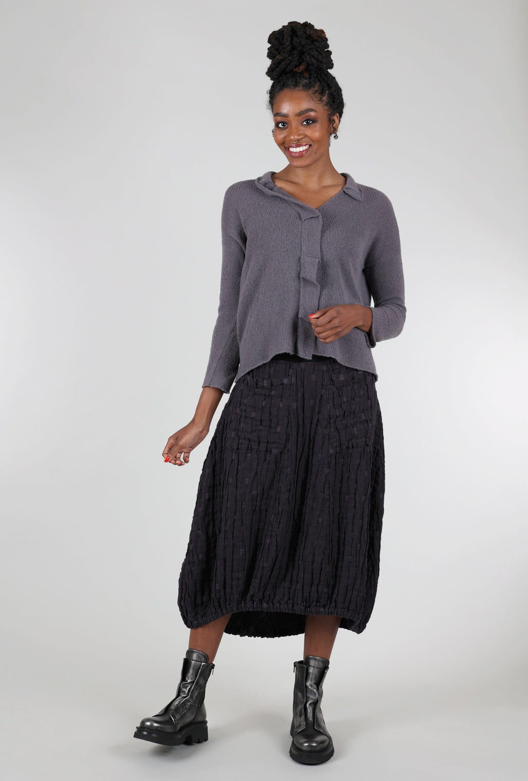 Grizas Rivulet Texture Skirt, Eggplant 