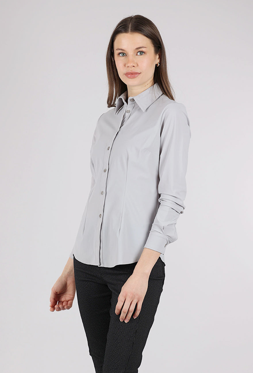 Ameliora Dawn Tech Button-Up Shirt, Silver 