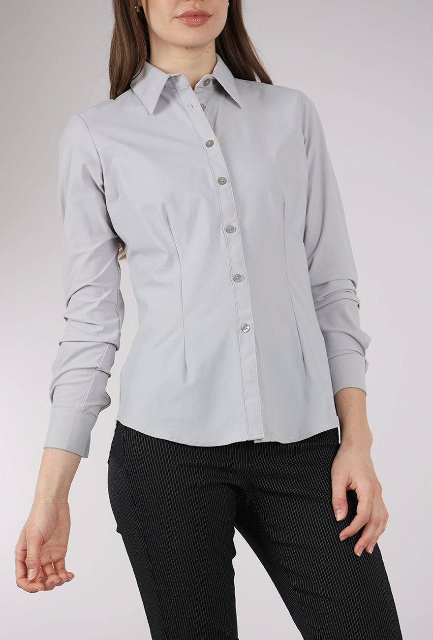 Ameliora Dawn Tech Button-Up Shirt, Silver 