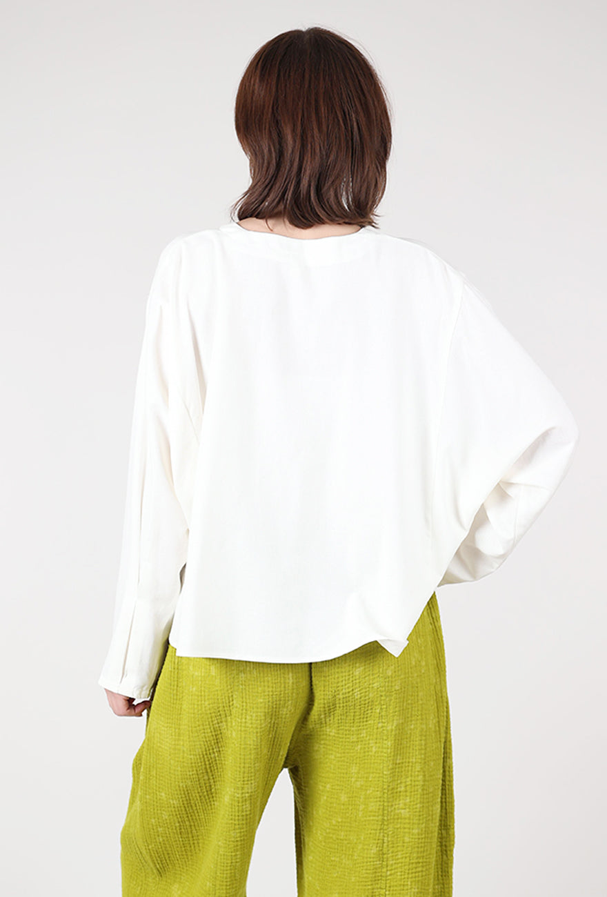 Grade & Gather Camilla Open-Neck Blouse, Off White 