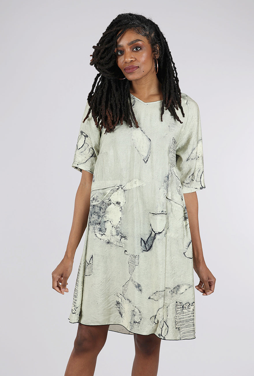 3 Potato Empire Seam V Neck Dress, Celadon 