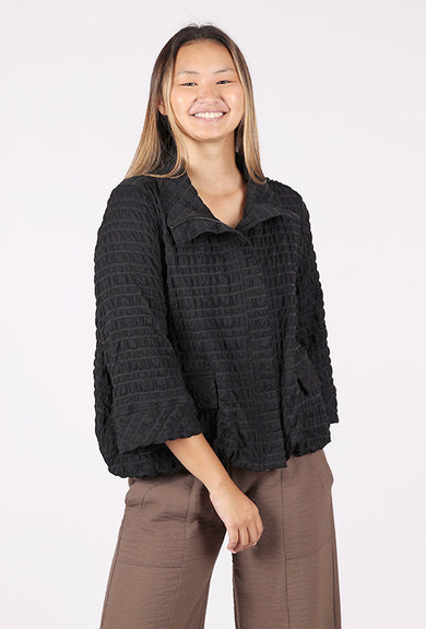 Moonlight Windowpane Bubble Jacket, Black 