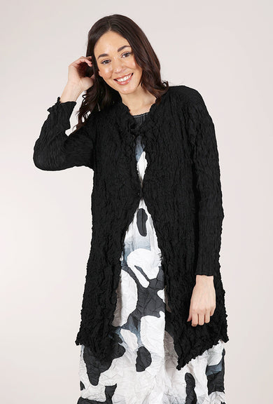 Vanite Couture Crinkle Midi Jacket, Black 