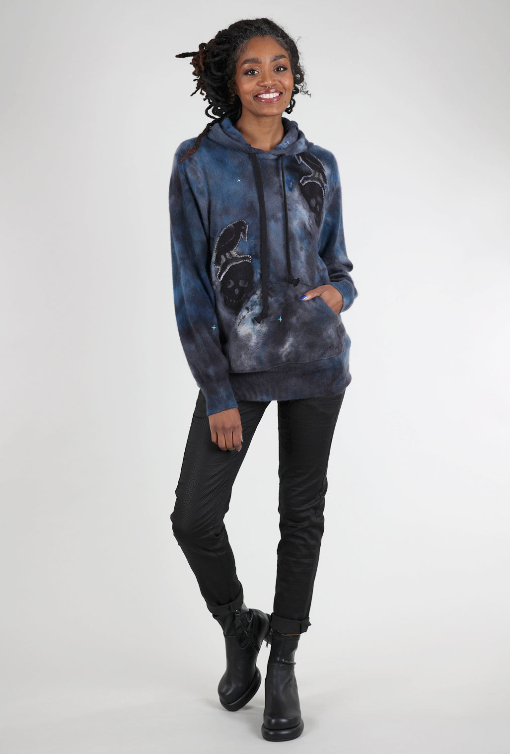 Galadriel Mattei Poe Cashmere Hoodie, Smoke 