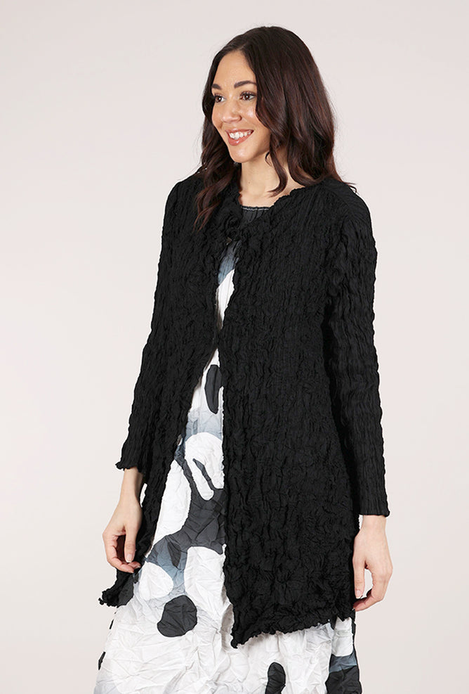 Vanite Couture Crinkle Midi Jacket, Black 
