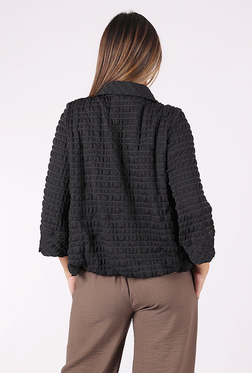 Moonlight Windowpane Bubble Jacket, Black 