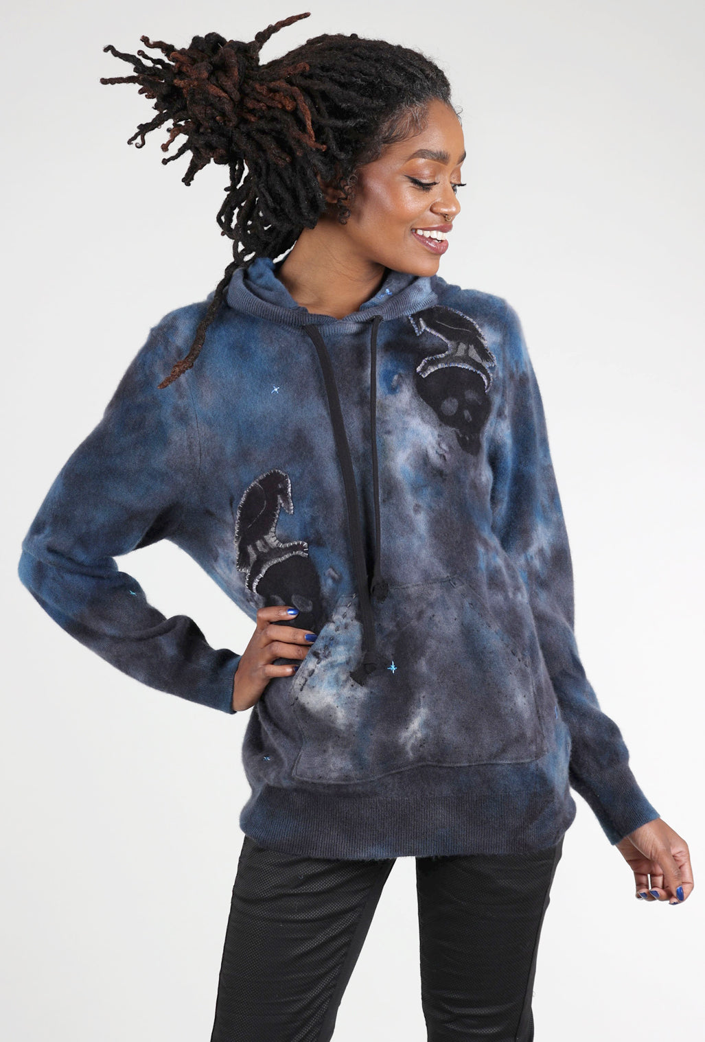 Galadriel Mattei Poe Cashmere Hoodie, Smoke 