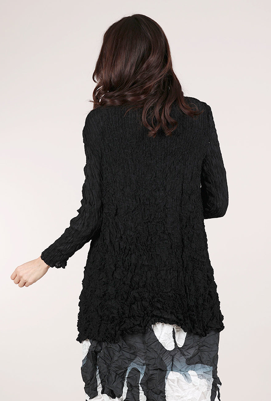 Vanite Couture Crinkle Midi Jacket, Black 