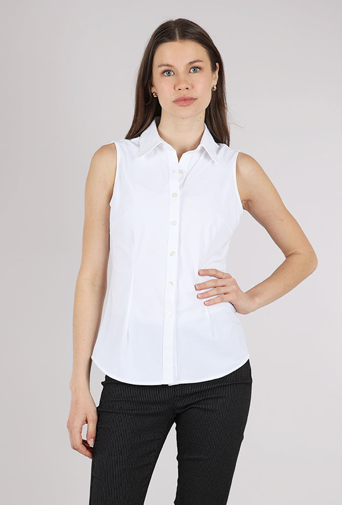 Annie S/L Tech Button-Up Shirt, White