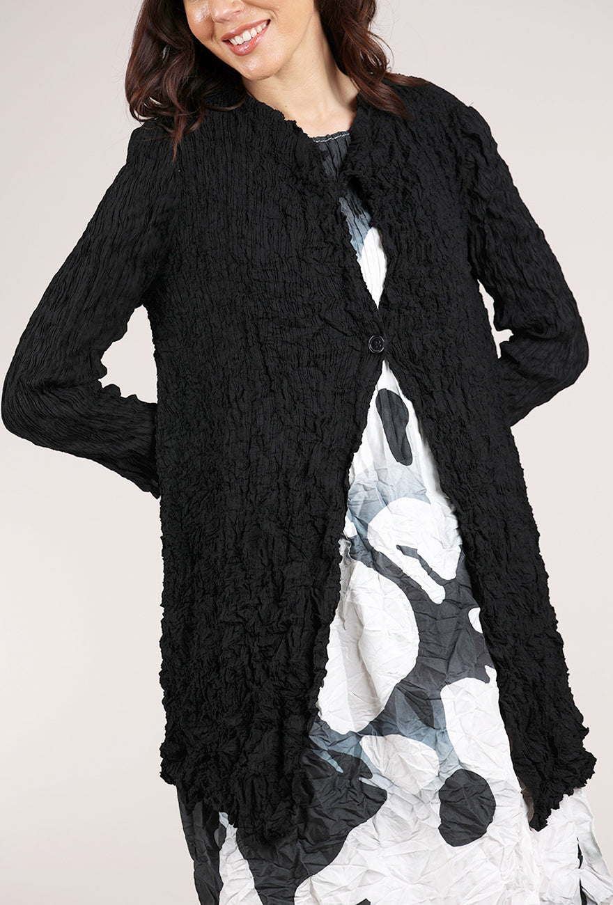 Vanite Couture Crinkle Midi Jacket, Black 