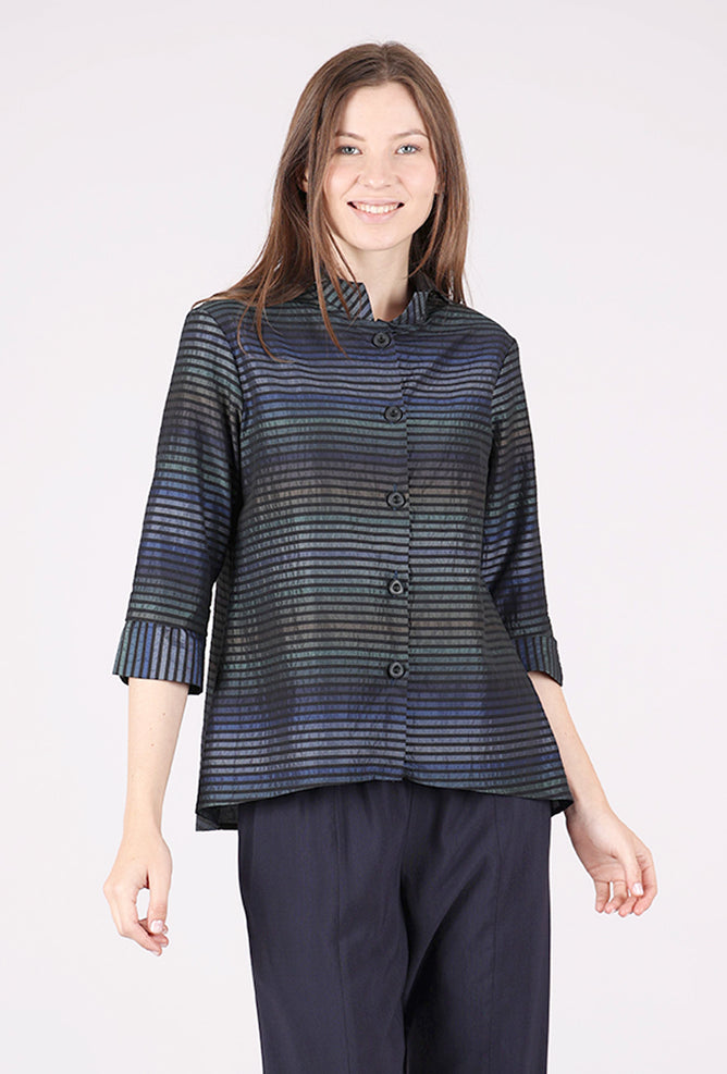 Niche Shimmer Stripe Lily Blouse, Blue 