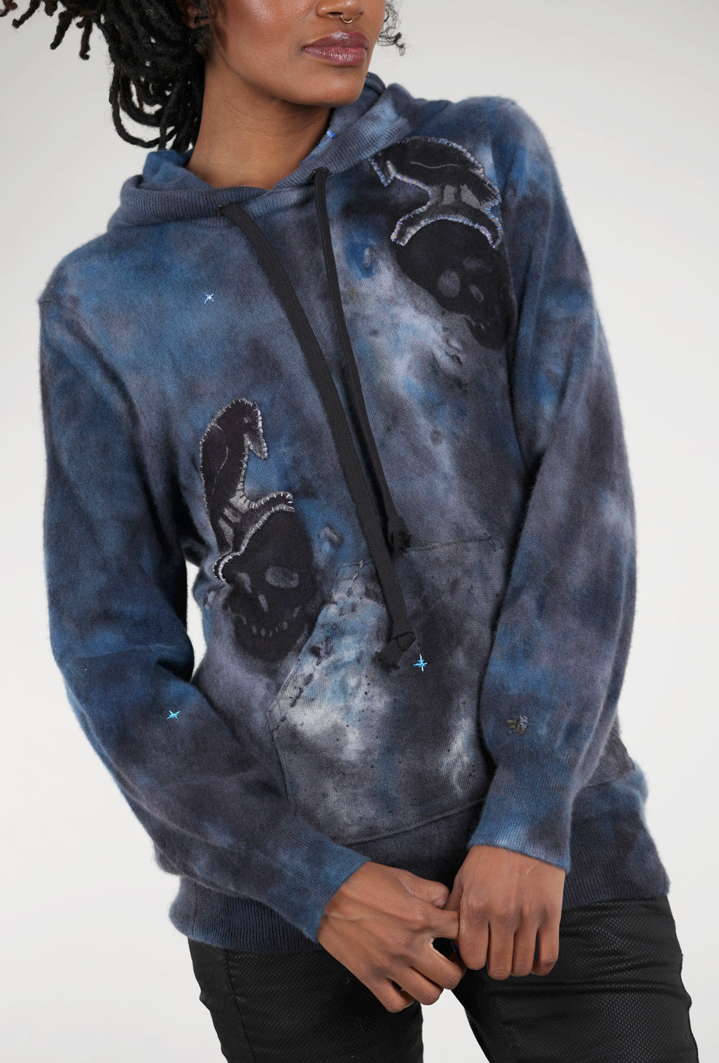 Galadriel Mattei Poe Cashmere Hoodie, Smoke 