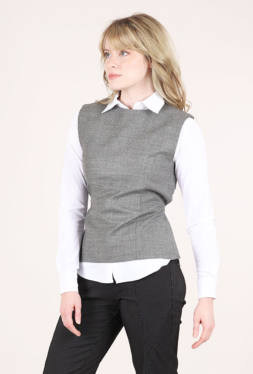 Hannes Roether Modern Pinafore Vest, Gray 