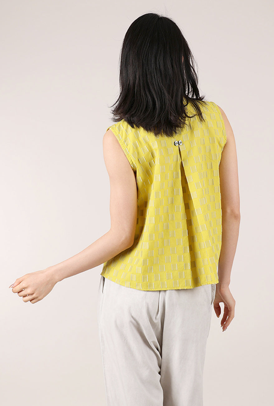 Niche Chess Cotton S/L Twinbutton Top, Yellow 