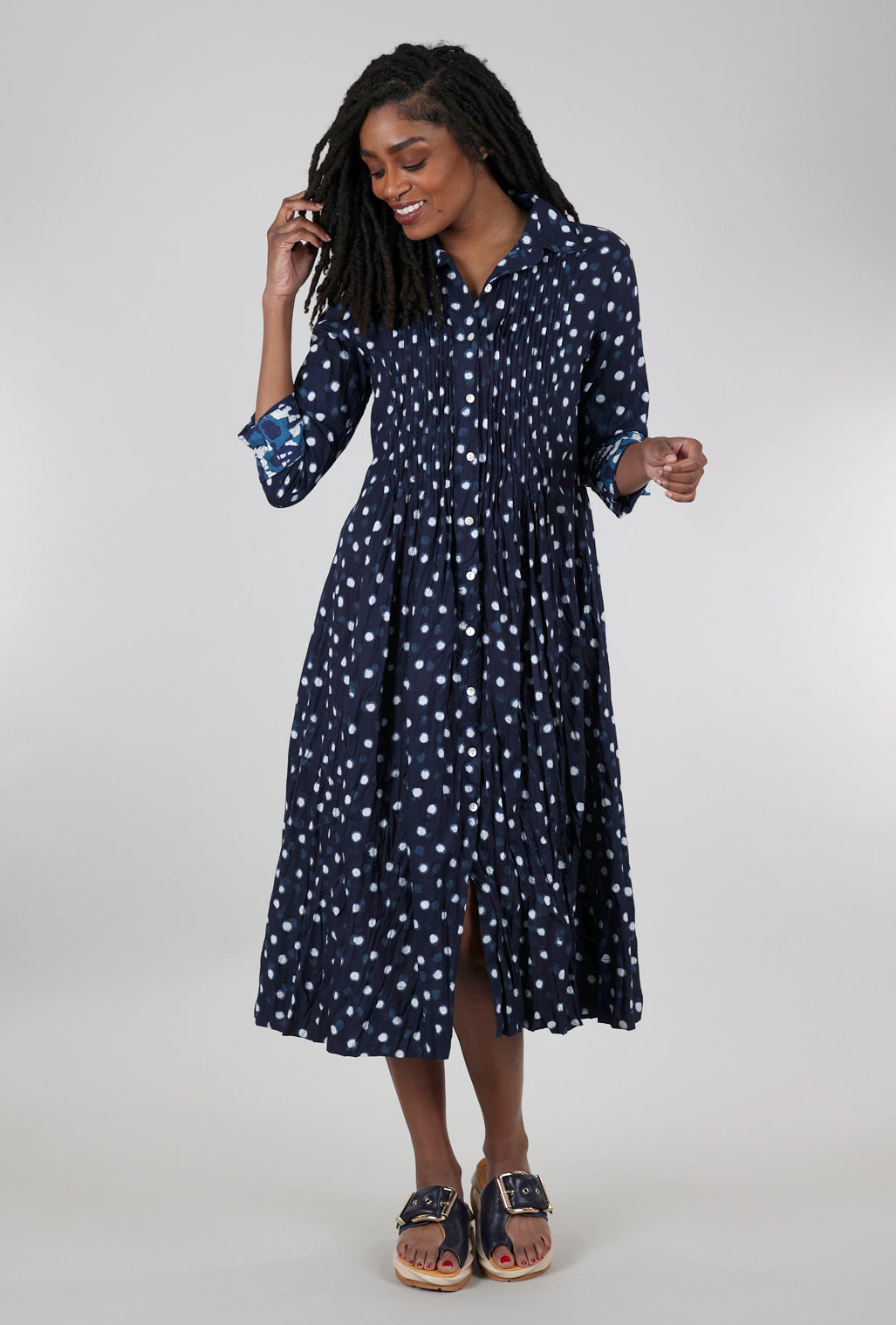 Dress Addict Jot Dot Dress, Indigo 