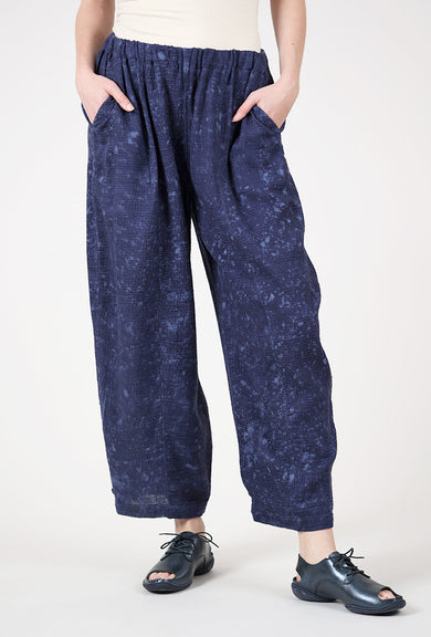 Mieko Mintz Sun Dye Ripple Kantha Barrel Pant, Navy 