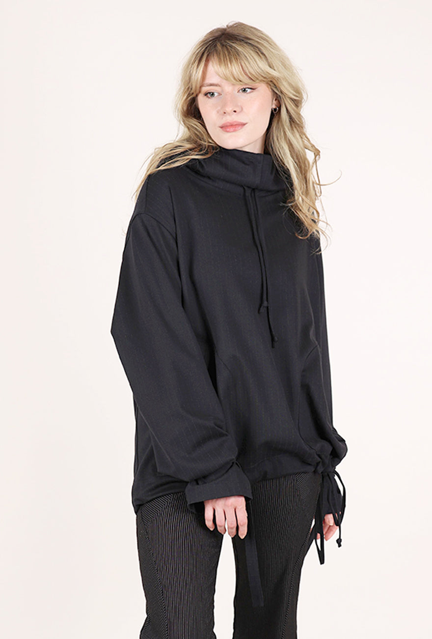 Hannes Roether Banker's Day Off Hoodie, Black Pinstripe 