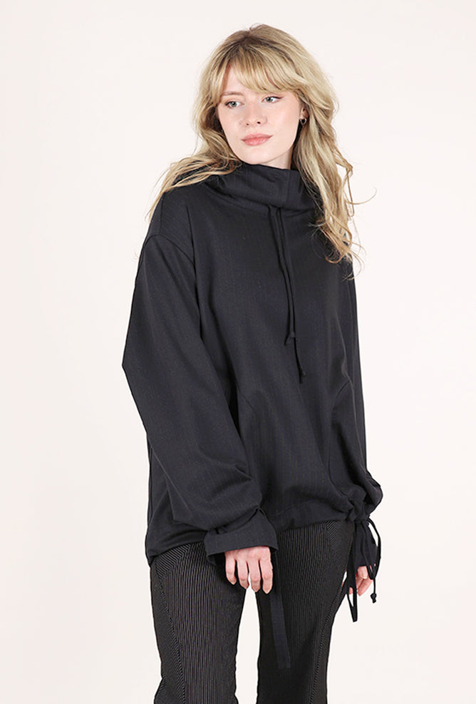 Hannes Roether Banker's Day Off Hoodie, Black Pinstripe 