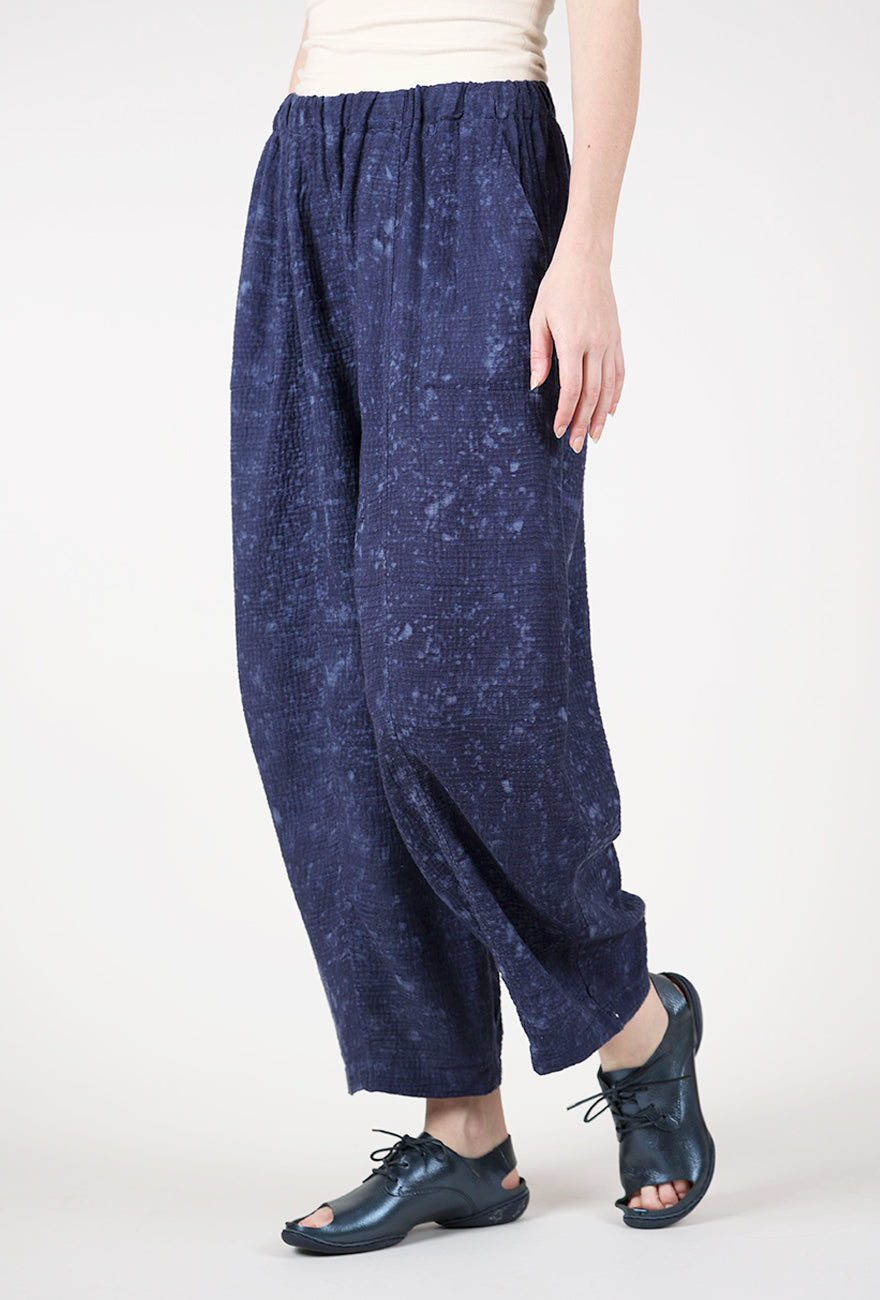 Mieko Mintz Sun Dye Ripple Kantha Barrel Pant, Navy 