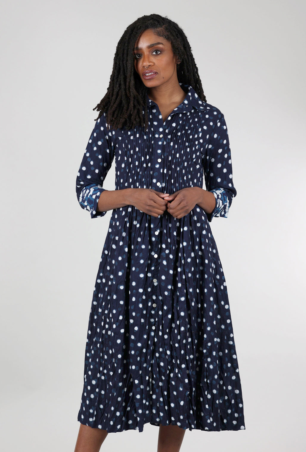 Dress Addict Jot Dot Dress, Indigo 