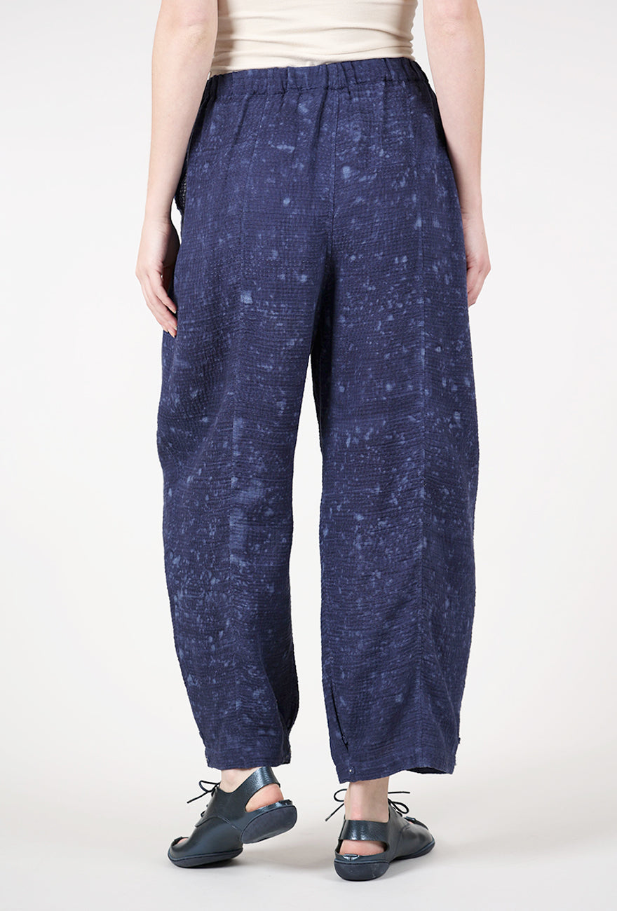 Mieko Mintz Sun Dye Ripple Kantha Barrel Pant, Navy 