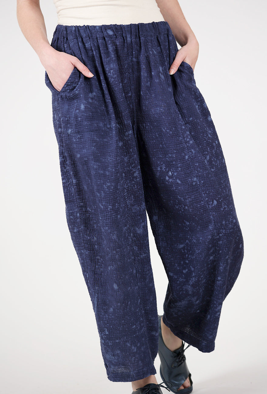 Mieko Mintz Sun Dye Ripple Kantha Barrel Pant, Navy 