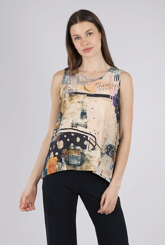 3 Potato Essential Print Tank, Peach/Jade 