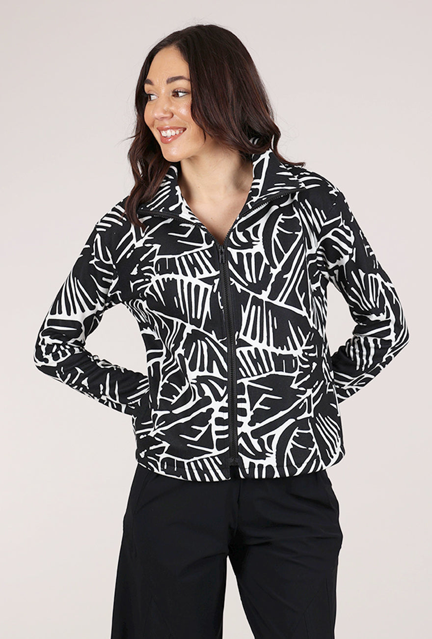 Trisha Tyler Terry Zip Front Cardie, Black/White 
