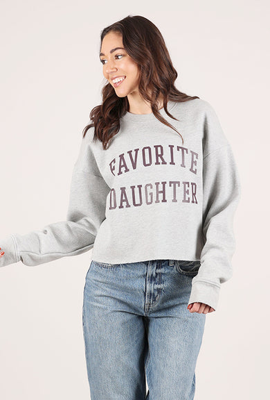 Favorite Daughter The Cropped Collegiate Sweatshirt, Heather Gray 