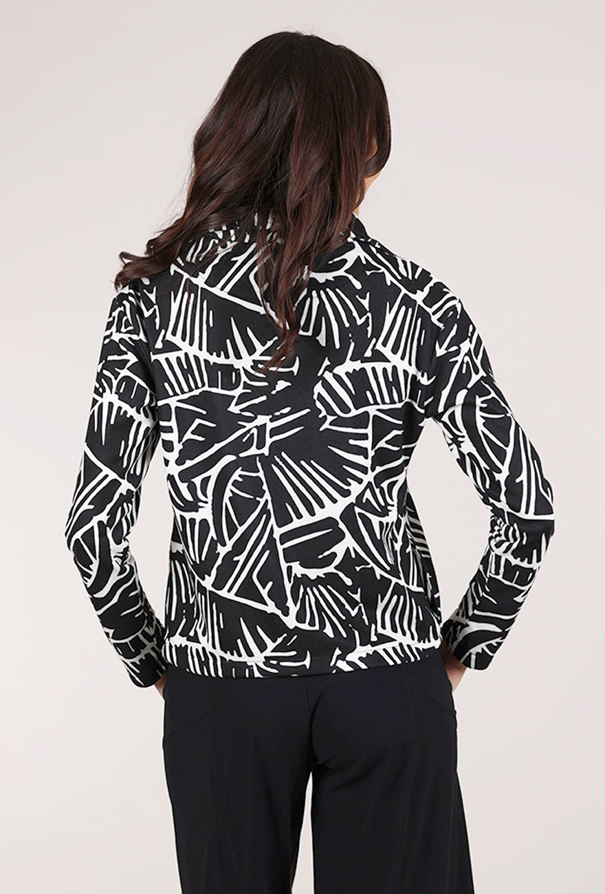 Trisha Tyler Terry Zip Front Cardie, Black/White 