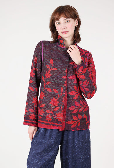 Mieko Mintz Overdye Kantha Simple Jacket, Ruby 
