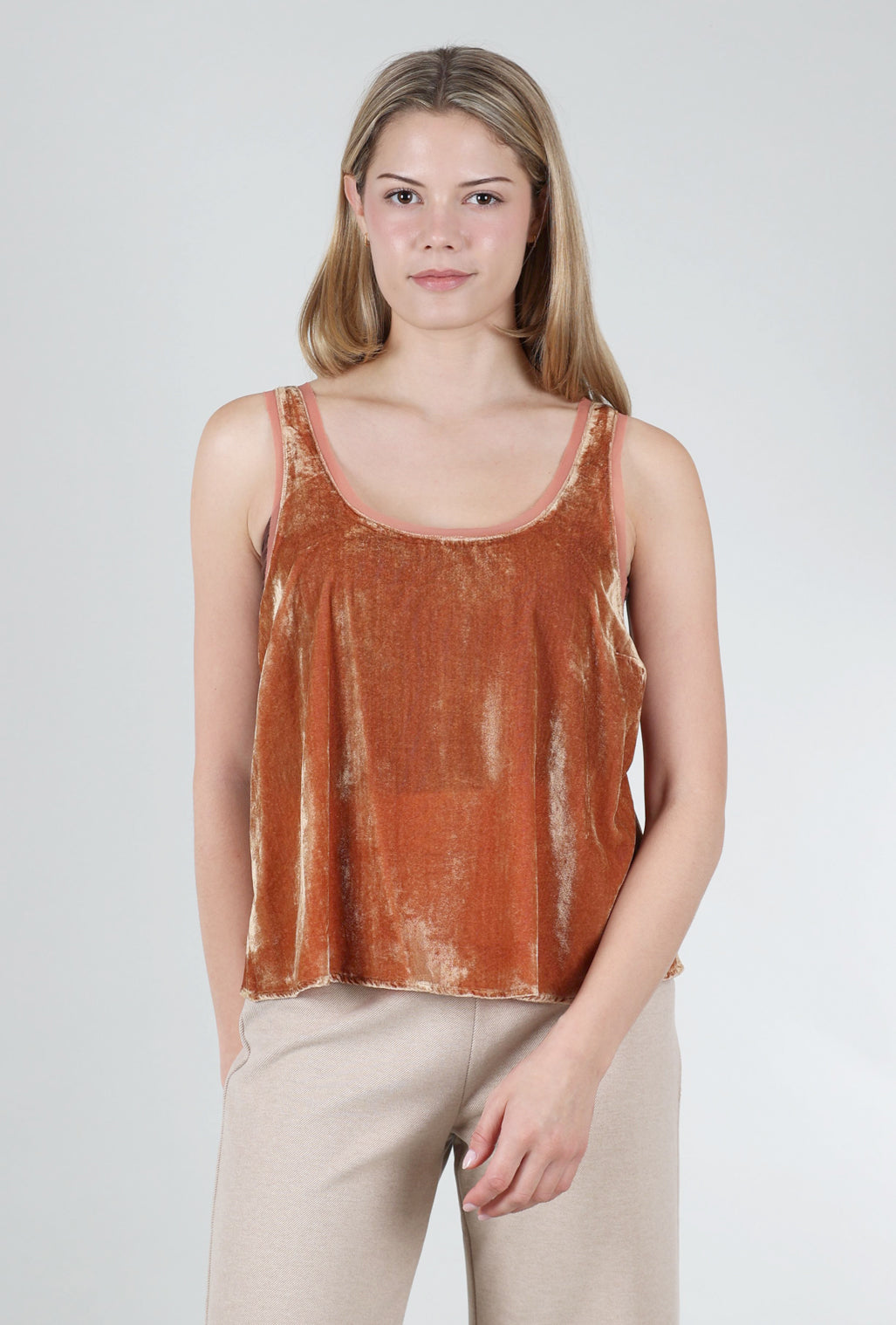 Mystree Velvet Swing Tank, Grapefruit 