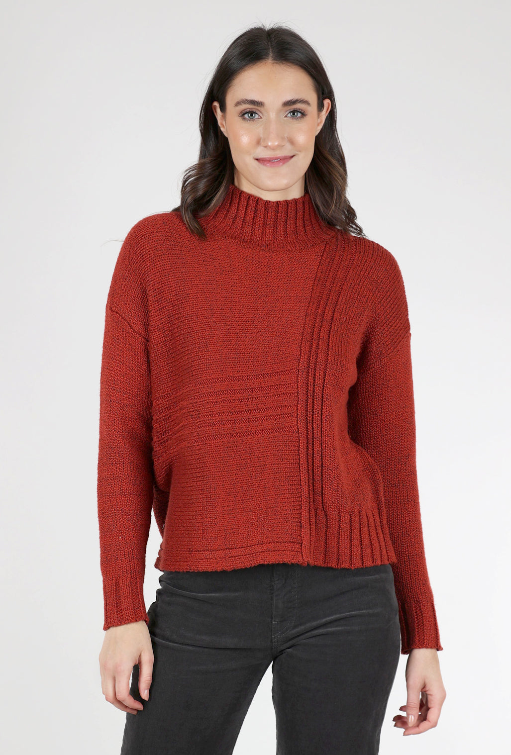 Liv Snow Bunny Funnel Sweater, Brick 