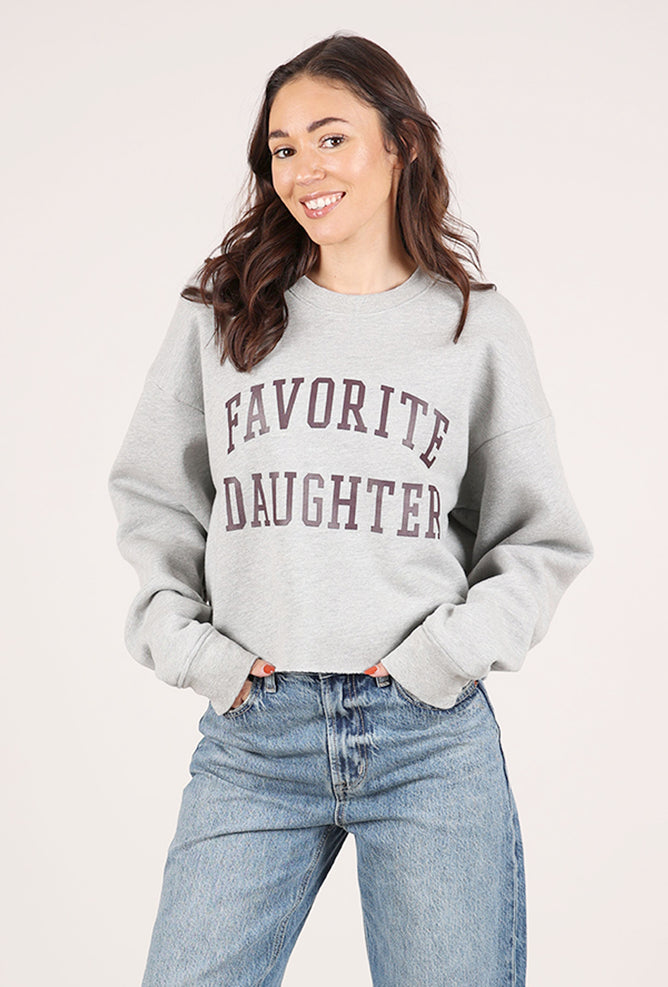 Favorite Daughter The Cropped Collegiate Sweatshirt, Heather Gray 
