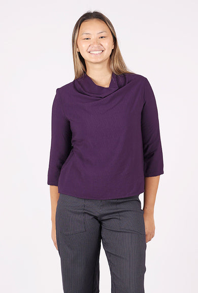 Niche Rayon Cowl Top, Aubergine 