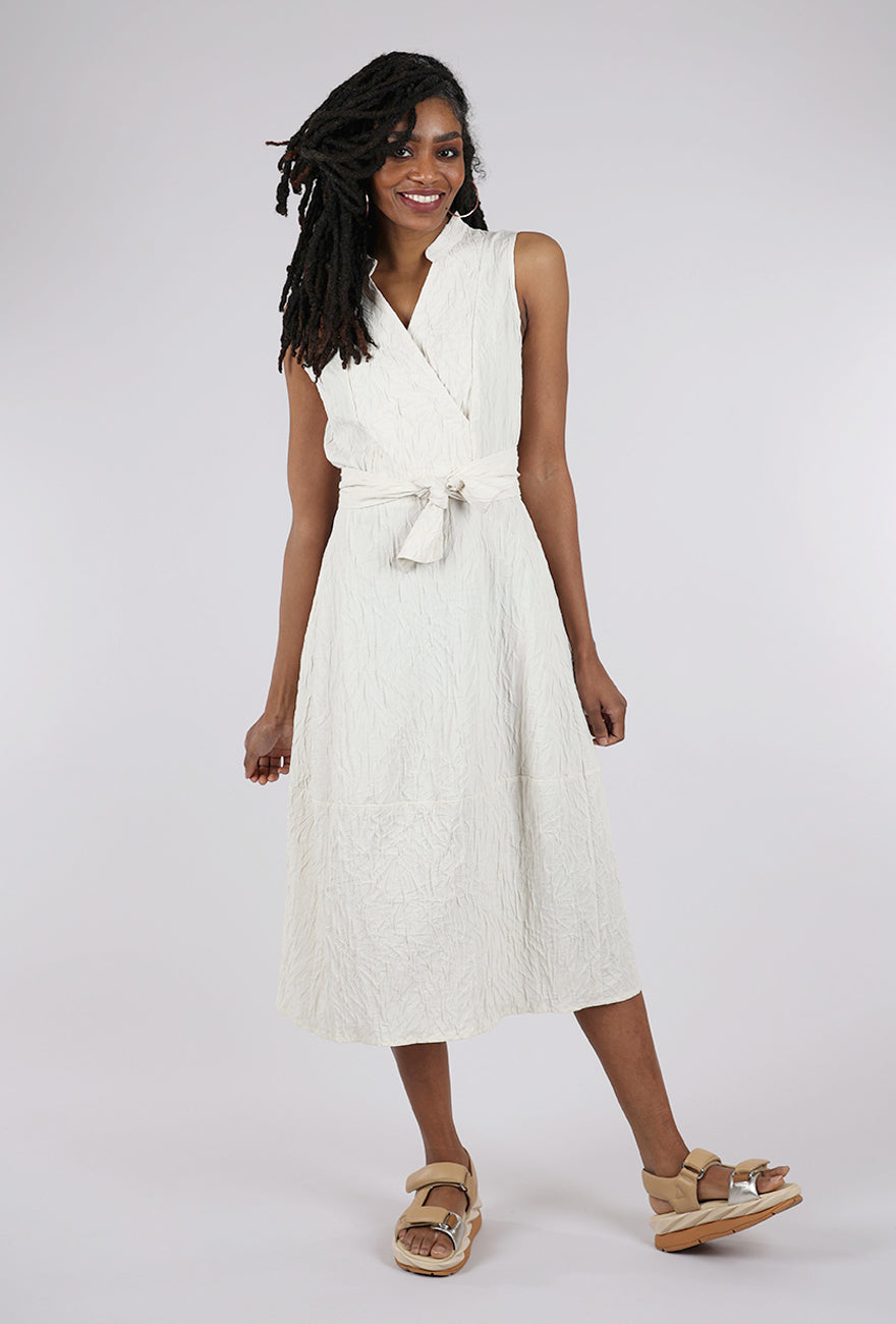 Luukaa Crinkle Wrap Dress, Cream 