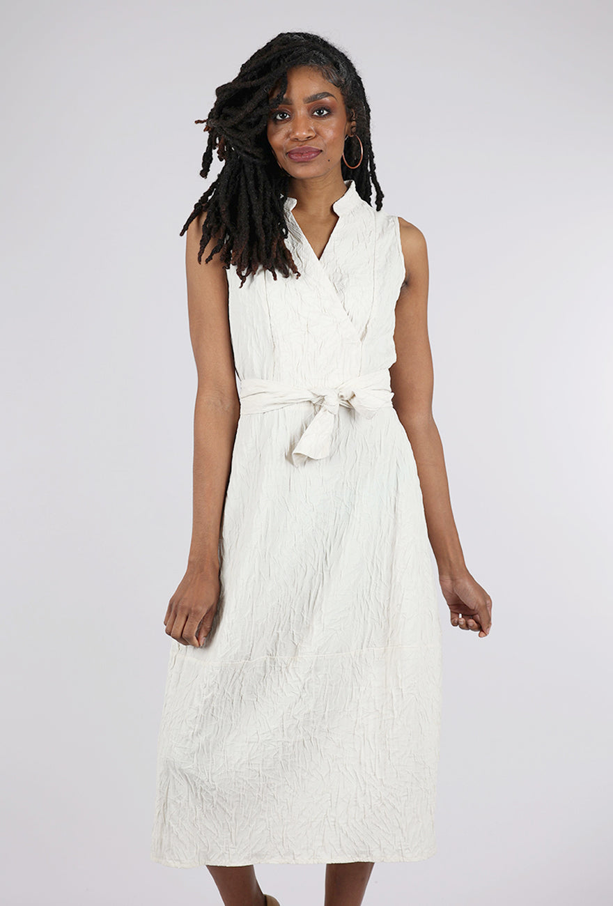 Luukaa Crinkle Wrap Dress, Cream 