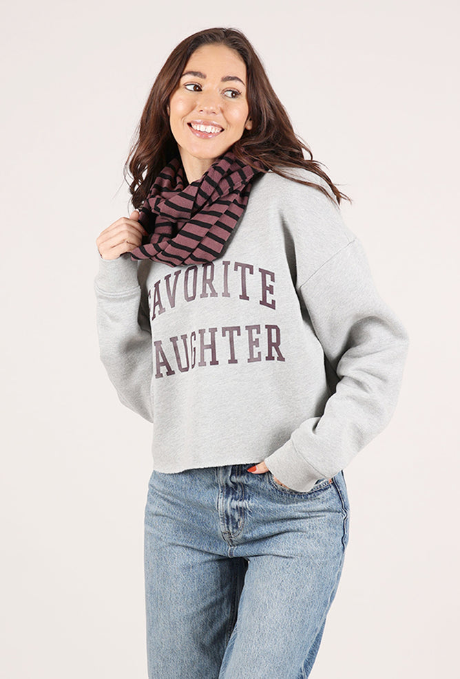 Cut Loose Stripe Fleece Cowl Scarf, Cinnabark 