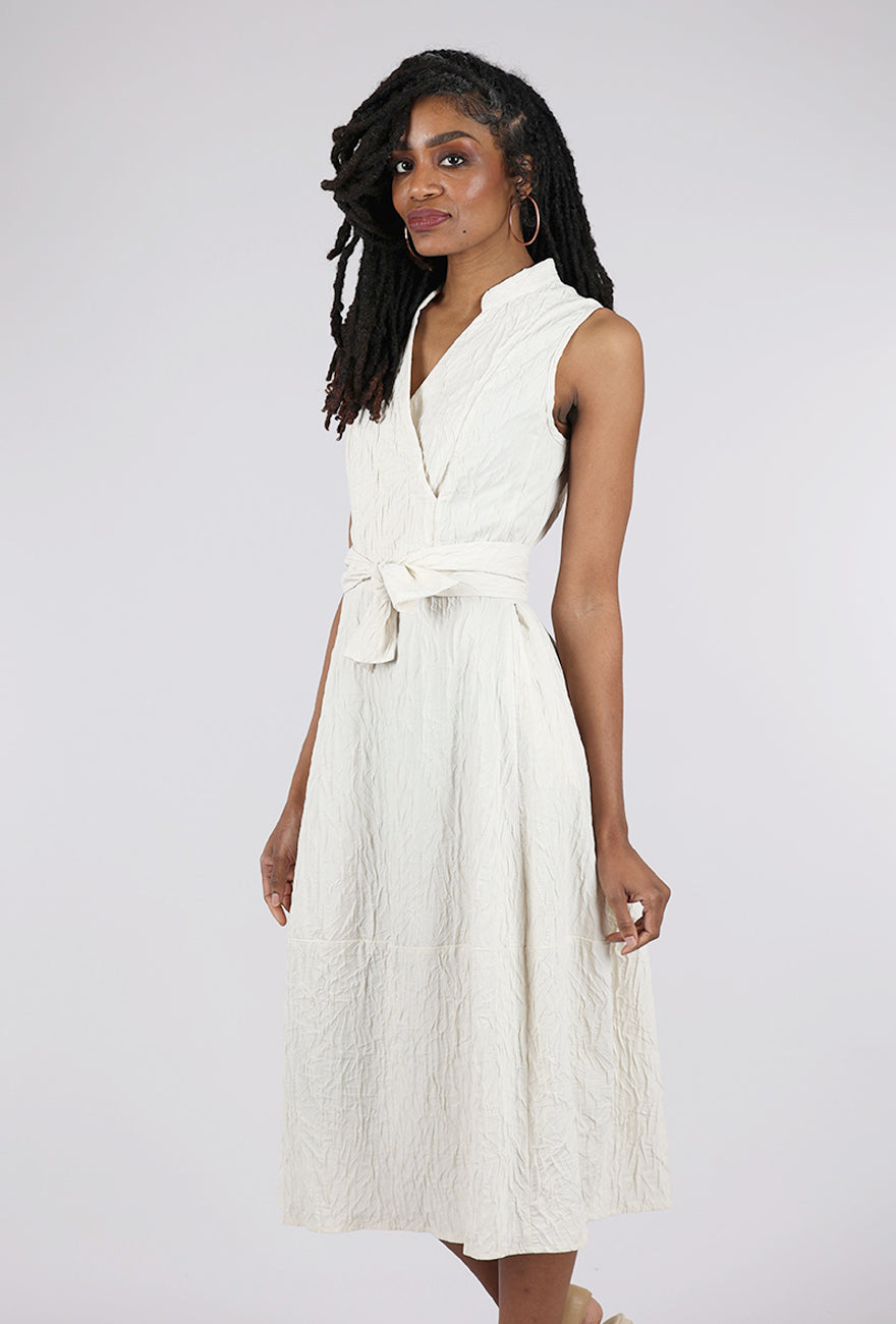 Luukaa Crinkle Wrap Dress, Cream 