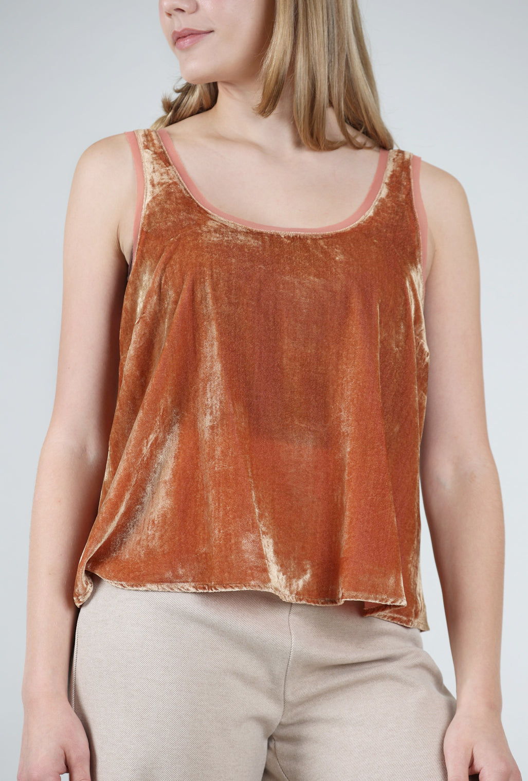 Mystree Velvet Swing Tank, Grapefruit 