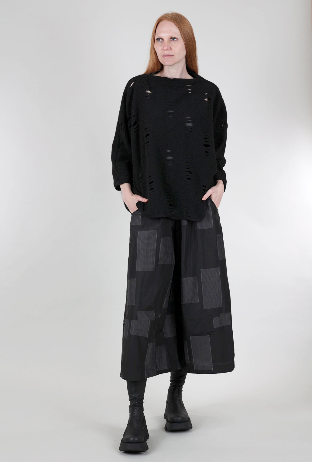 Alembika Squares Parachute Pant, Black 